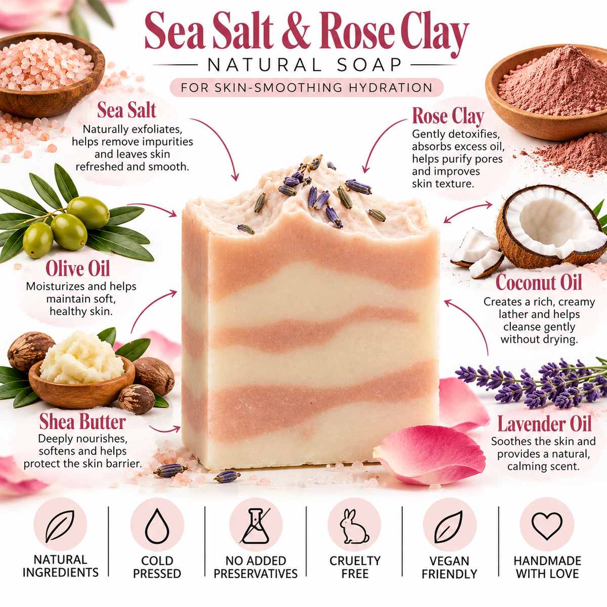 Sea Salt & Rose Clay Natural Soap