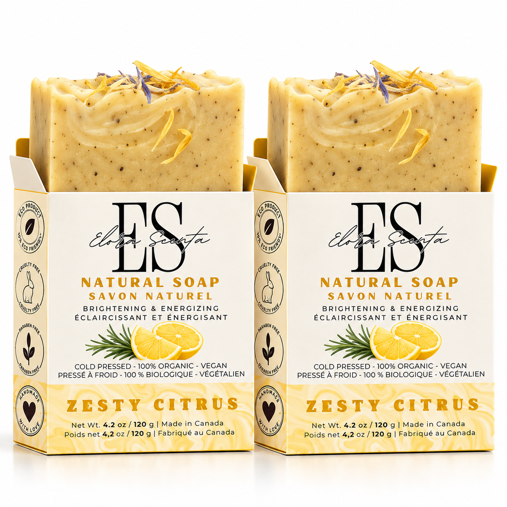 Elora Scenta Zesty Citrus Natural Soap with orange peel powder and kaolin clay