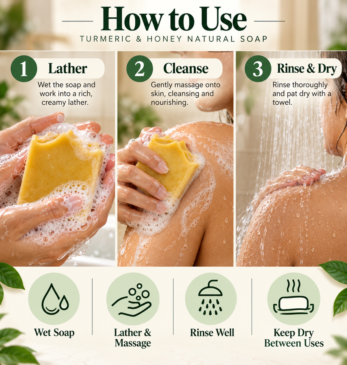 Unscented Turmeric & Honey Natural Soap