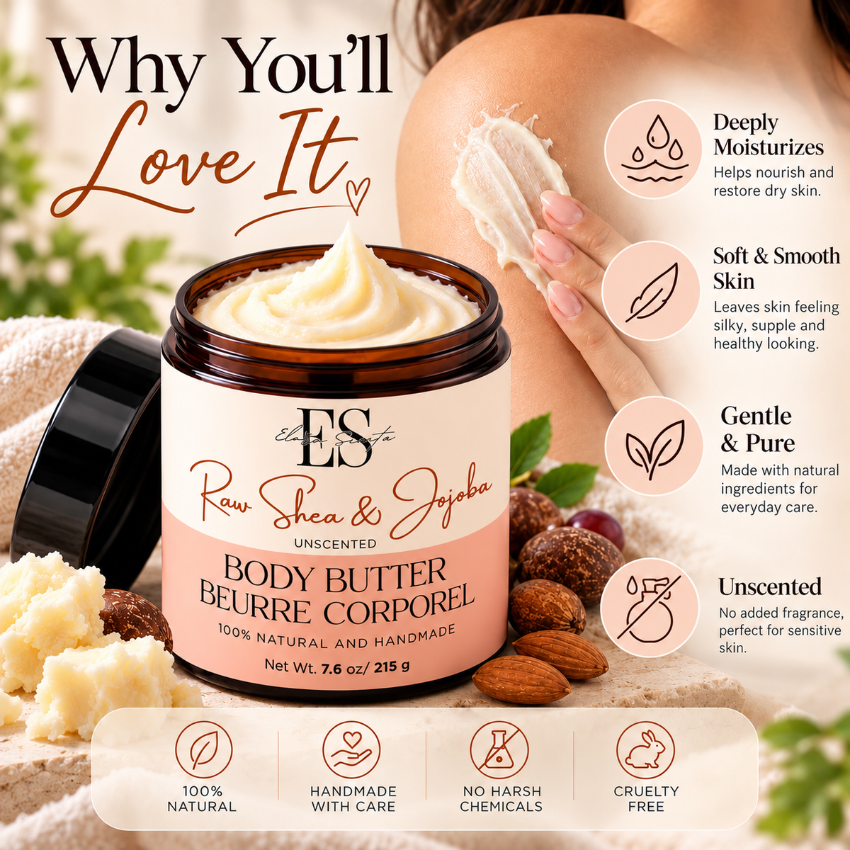 Unscented Raw Shea & Jojoba Body Butter