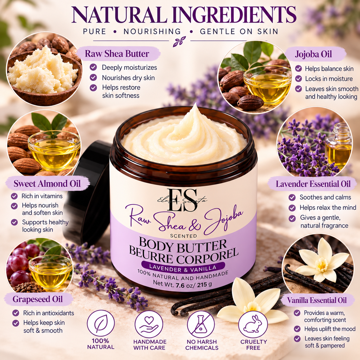 Raw Shea & Jojoba Body Butter – Lavender & Vanilla