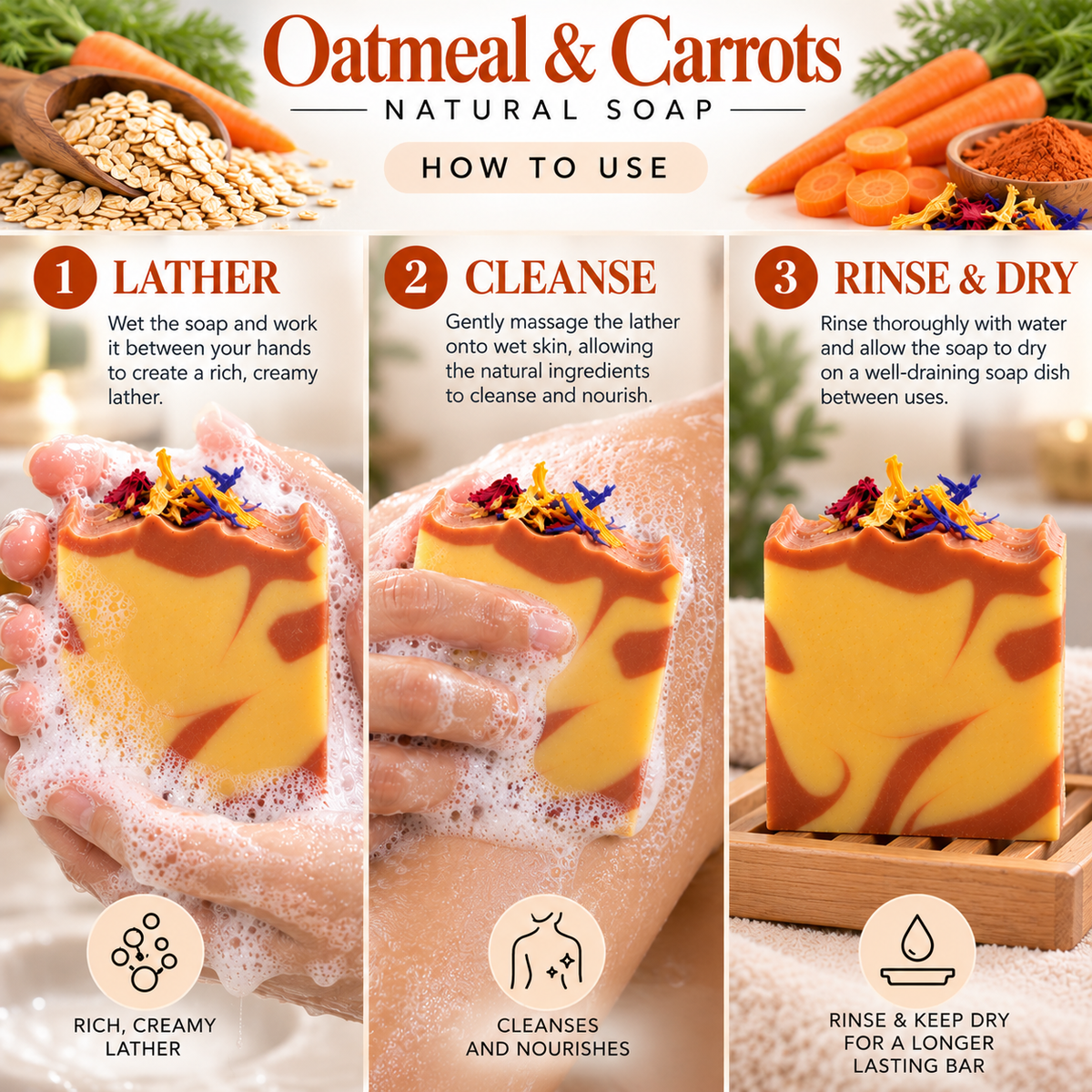 Oatmeal & Carrots Natural Soap