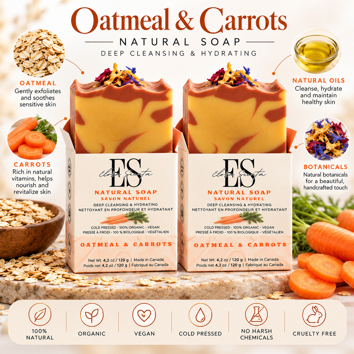 Oatmeal & Carrots Natural Soap