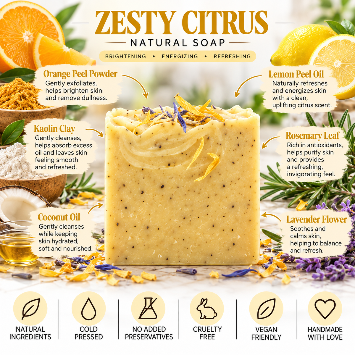 Zesty Citrus Natural Soap