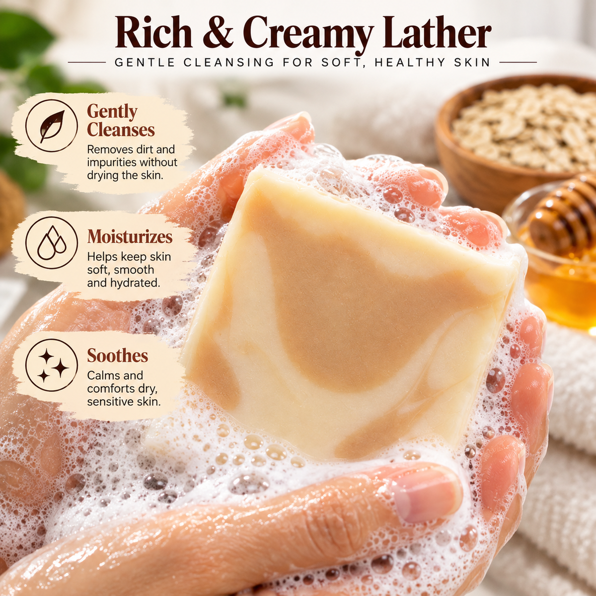 Unscented Oatmeal & Honey Natural Soap