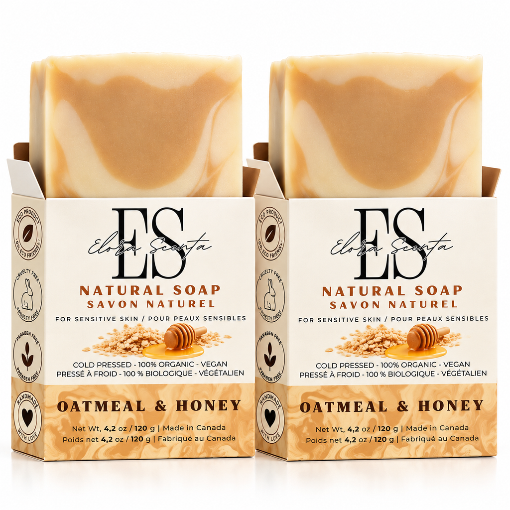 Elora Scenta Unscented Oatmeal and Honey Natural Soap two-bar pack